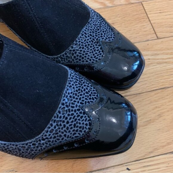 Italian Made Black and Grey Women's Wedge Comfort Shoes - Picture 2 of 4